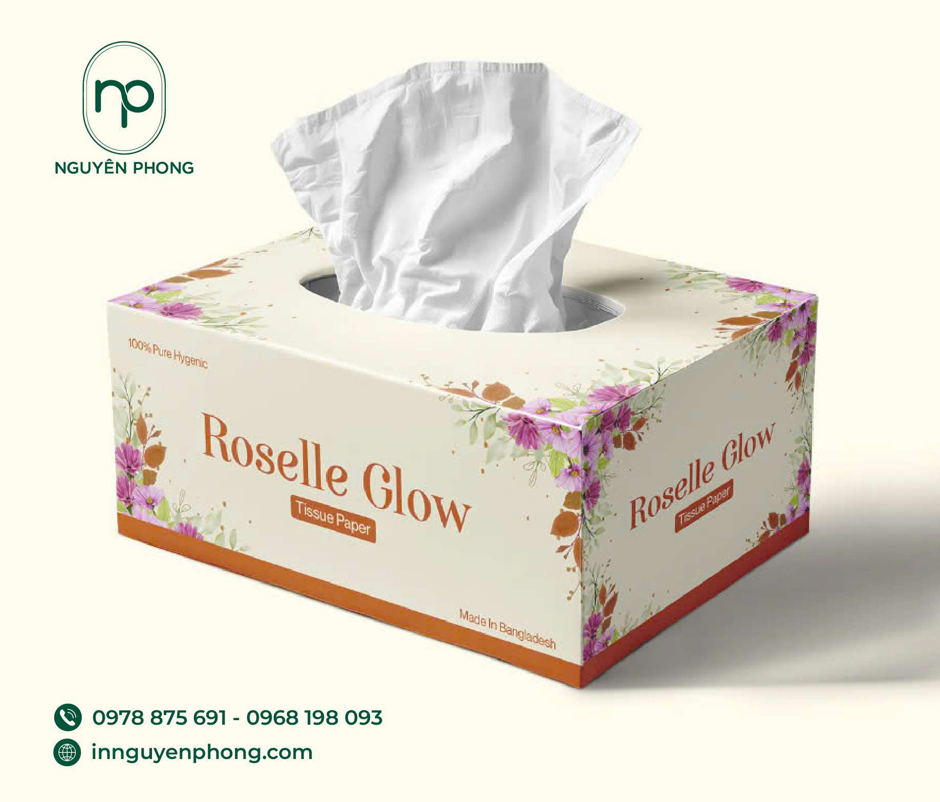 Mẫu in hộp giấy Ivory giấy ăn